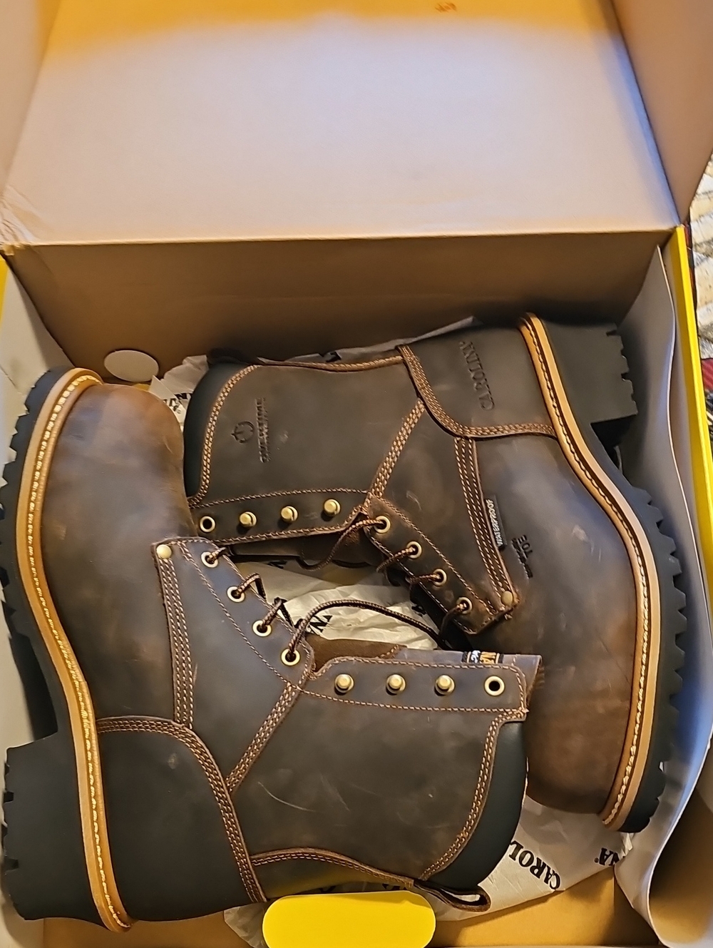 Classic Men's Brown Leather Work Boots - Durable Lace-Up Comfort